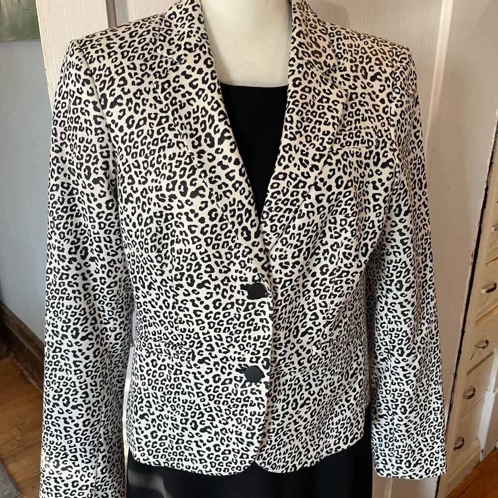 Calvin Klein Black and White Leopard Blazer